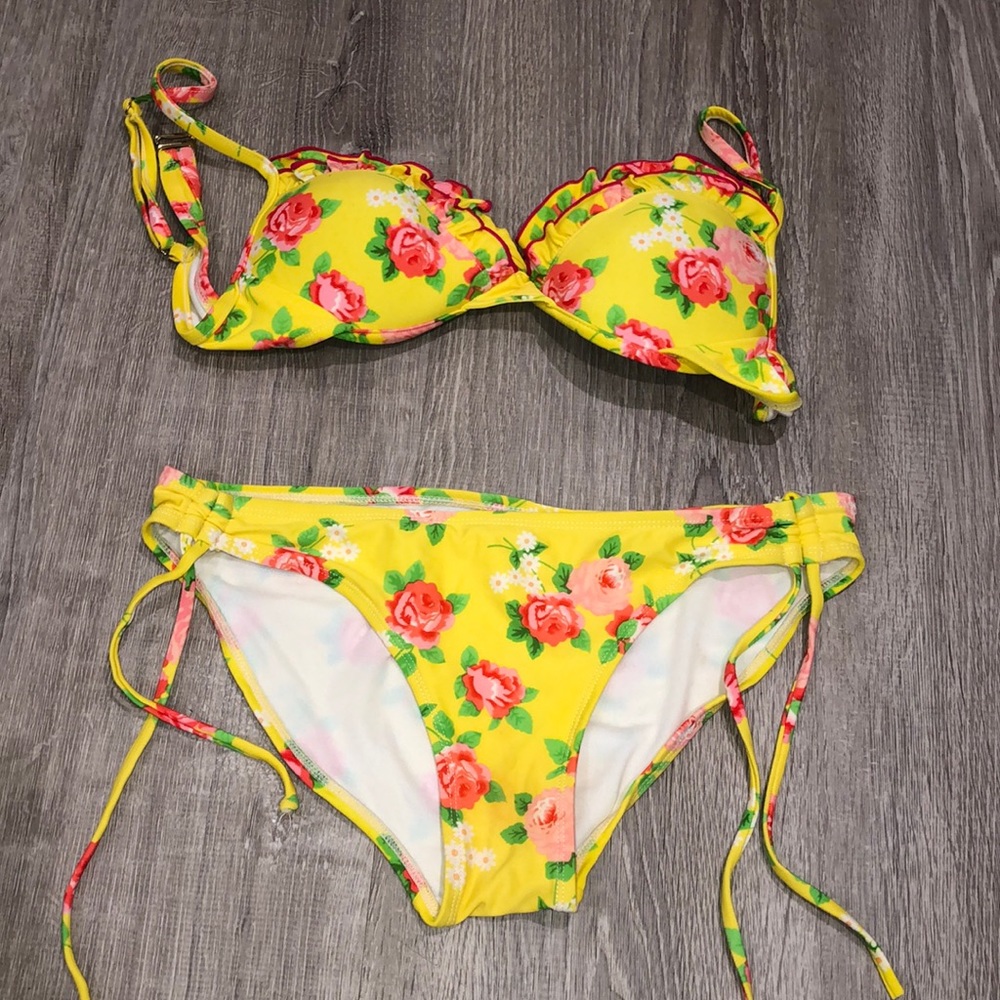 Yellow floral two piece